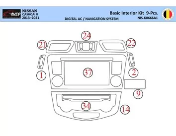 Nissan Qashqai 2018 Intérieur WHZ Kit garniture tableau de bord 9 Pièces - 1