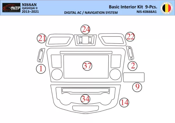 Nissan Qashqai 2018 Intérieur WHZ Kit garniture tableau de bord 9 Pièces - 1