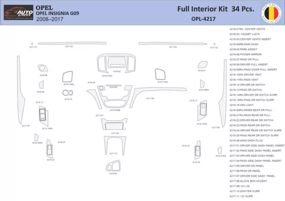 Opel Insignia 2008-2013 Interior WHZ Dashboard trim kit 34 Parts - 1 - Interior Dash Trim Kit