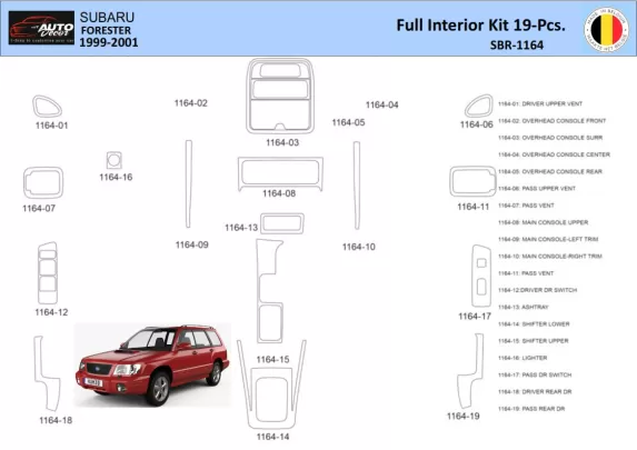 Subaru Forester 2000 Interieur WHZ Dashboard trim kit 19 delig - 1