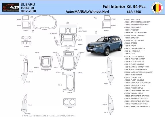 Subaru Forester 2012-2018 Interieur WHZ Dashboard trim kit 34 delig - 1
