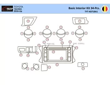 Toyota Tacoma 2016-2021 Intérieur WHZ Kit de garniture de tableau de bord 34 pièces - 1
