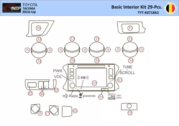 Toyota Tacoma 2016-2021 Interior WHZ Dashboard trim kit 29 Parts - 1 - Interior Dash Trim Kit