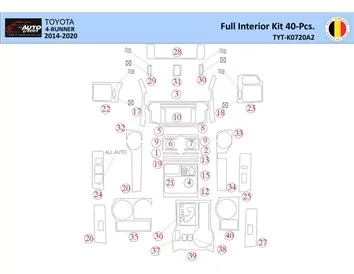 Toyota 4Runner 2014 Intérieur WHZ Kit de garniture de tableau de bord 40 pièces - 1
