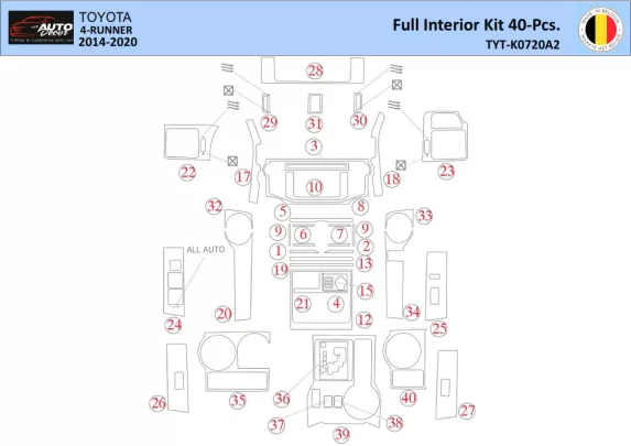 Toyota 4Runner 2014 Intérieur WHZ Kit de garniture de tableau de bord 40 pièces - 1
