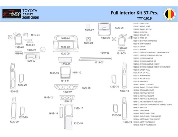 Toyota Camry 2005-2006 Interieur WHZ Dashboard trim kit 37 Delig - 1