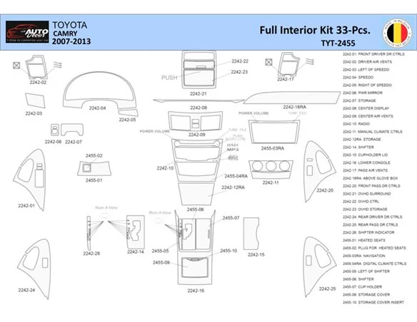 Toyota Camry 2006-2013 Interieur WHZ Dashboard trim kit 33 Delig - 1