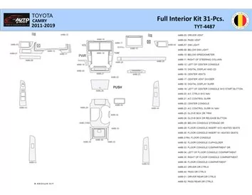 Toyota Camry 2011-2019 Intérieur WHZ Kit de garniture de tableau de bord 31 pièces - 1
