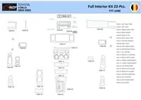 Toyota Corolla 2003 Intérieur WHZ Kit de garniture de tableau de bord 22 pièces - 1