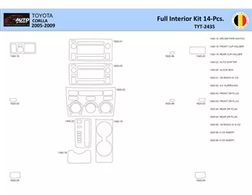 Toyota Corolla 2005 Intérieur WHZ Kit de garniture de tableau de bord 14 pièces - 1