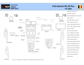 Toyota Corolla 2009 Interieur WHZ Dashboard trim kit 22 delig - 1