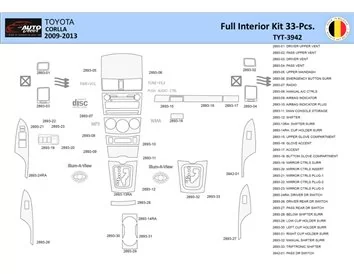 Toyota Corolla 2009 Interieur WHZ Dashboard trim kit 33 delig - 1