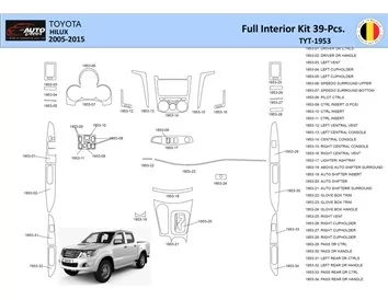Toyota Hilux 2005 Intérieur WHZ Kit de garniture de tableau de bord 39 pièces - 1