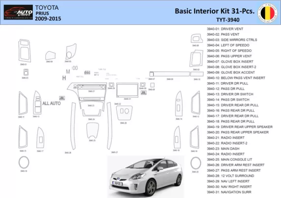 Toyota Prius 2009-2015 Interieur WHZ Dashboard trim kit 31 Delig - 1