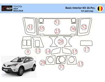 Toyota RAV4 2015 Interieur WHZ Dashboard trim kit 16 delig - 1
