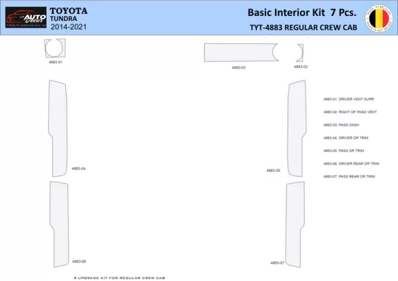 Toyota Tundra 2014-2021 Intérieur WHZ Kit de garniture de tableau de bord 7 pièces - 1