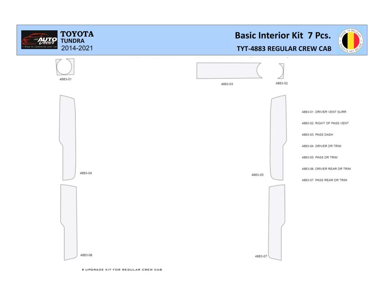 Toyota Tundra 2014-2021 Interieur WHZ Dashboard trim kit 7 delig - 1