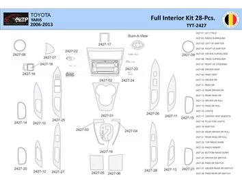 Toyota Yaris 2006-2013 Intérieur WHZ Kit de garniture de tableau de bord 28 pièces - 1