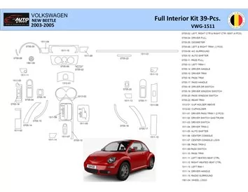 VolksWagen Beetle 2002-2005 Intérieur WHZ Kit de garniture de tableau de bord 41 pièces - 1