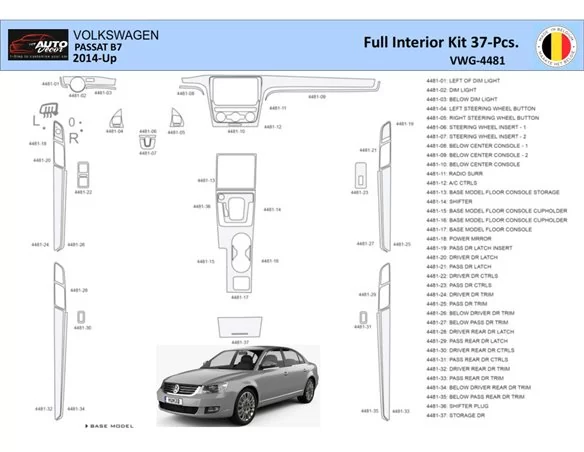 Volkswagen Passat B7-5 2014 Interieur WHZ Dashboard sierset 37 delig - 1