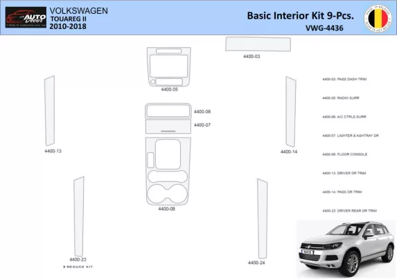 Volkswagen Touareg II 2010-2018 Intérieur WHZ Kit habillage tableau de bord 9 Pièces - 1