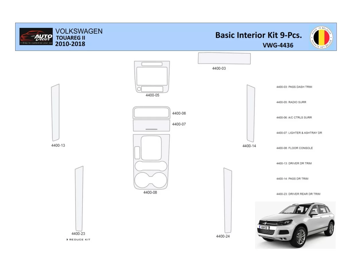 Volkswagen Touareg II 2010-2018 Intérieur WHZ Kit habillage tableau de bord 9 Pièces - 1