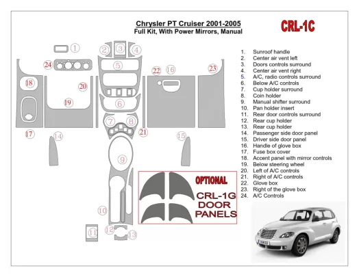Ensemble complet Chrysler PT Cruiser 2001-2005, avec rétroviseurs électriques, boîte de vitesses manuelle, ensemble de 23 pièces Ensemble complet Chrysler PT Cruiser 2001-2005, avec rétroviseurs électriques, boîte de vitesses manuelle, ensemble de 23 pièces