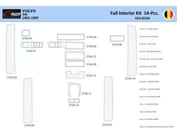 Volvo 940 1993-1997 Intérieur WHZ Kit de garniture de tableau de bord 14 pièces - 1