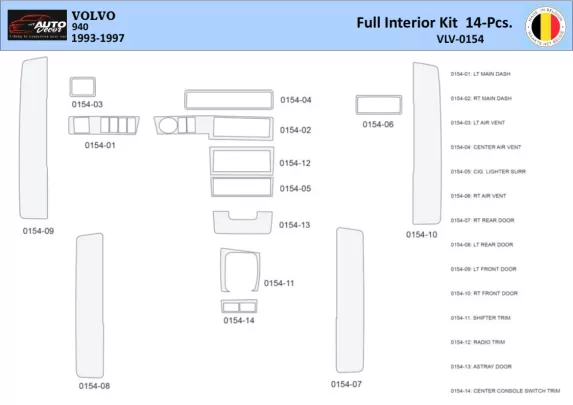 Volvo 940 1993-1997 Interior WHZ Dashboard trim kit 14 Parts - 1 - Interior Dash Trim Kit