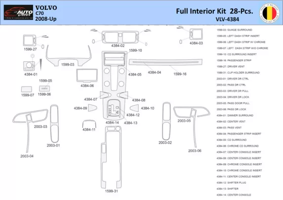 Volvo C70 2008 Interieur WHZ Dashboard trim kit 28 delig - 1