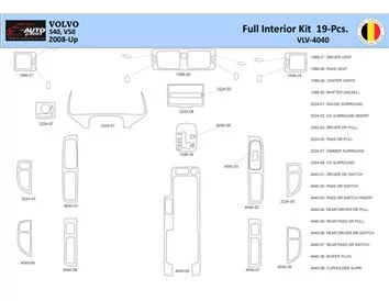 Volvo S40-V50 2004-2012 Intérieur WHZ Kit de garniture de tableau de bord 19 pièces - 1