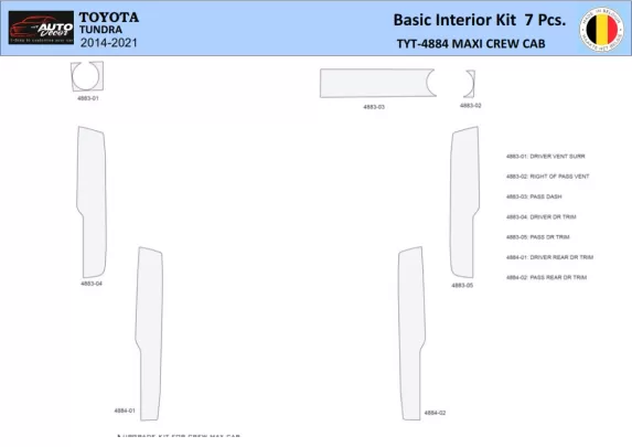 Toyota Tundra 2014-2021 Interieur WHZ Dashboard trim kit 7 delig - 1