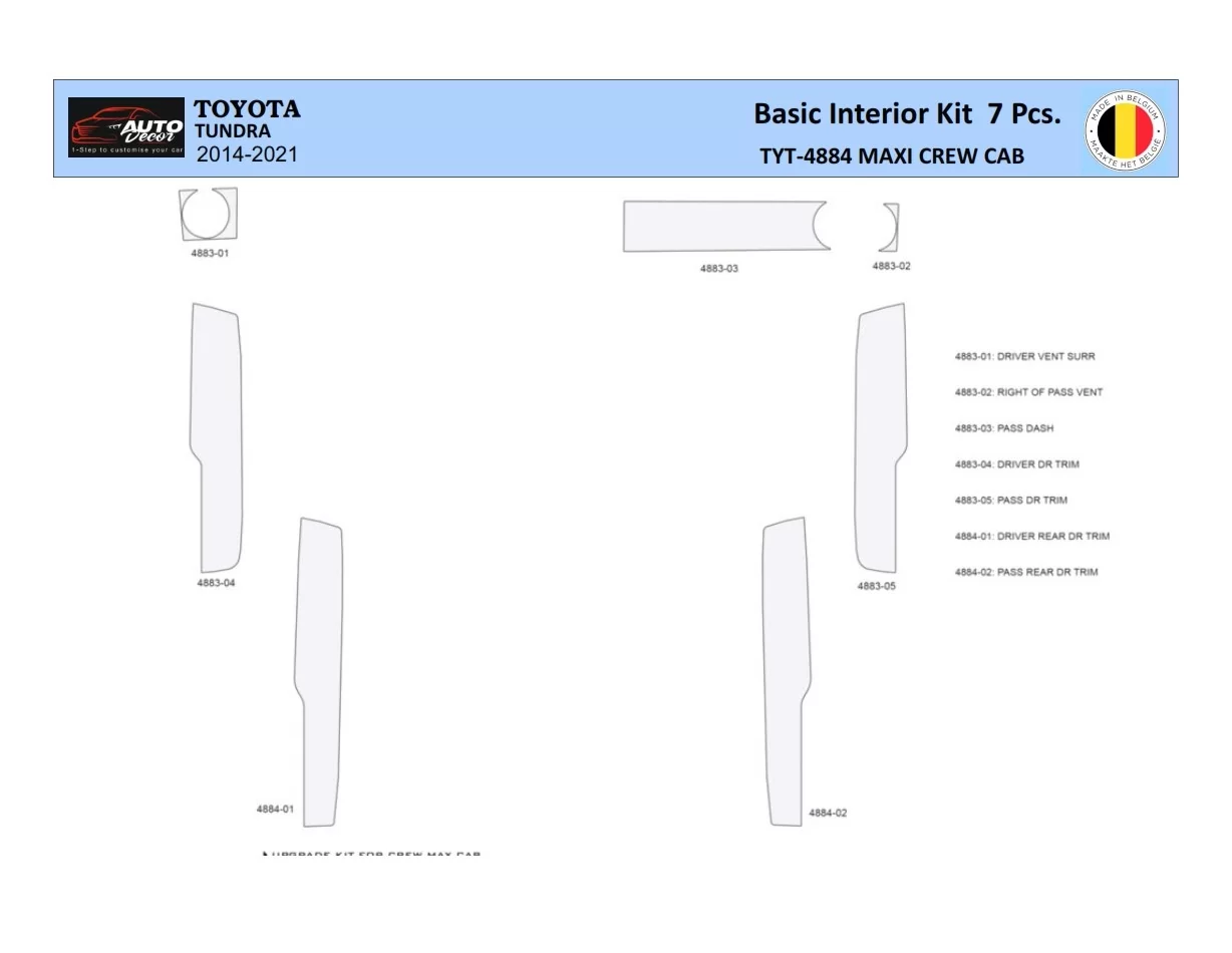 Toyota Tundra 2014-2021 Intérieur WHZ Kit de garniture de tableau de bord 7 pièces - 1