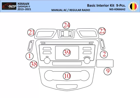 Nissan Qashqai 2018 Intérieur WHZ Kit garniture tableau de bord 9 Pièces - 1