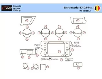 Toyota Tacoma 2016-2021 Intérieur WHZ Kit de garniture de tableau de bord 29 pièces - 1