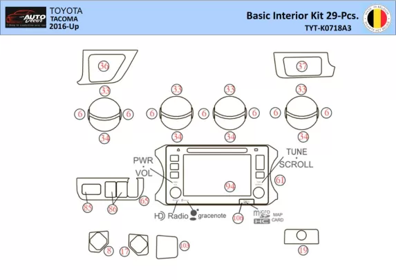 Toyota Tacoma 2016-2021 Intérieur WHZ Kit de garniture de tableau de bord 29 pièces - 1