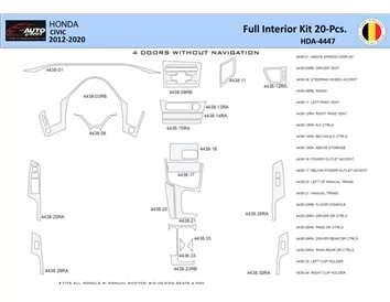 Honda Civic X 2012-2015 Intérieur WHZ Kit de garniture de tableau de bord 20 pièces - 1