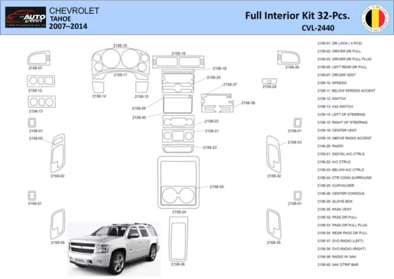 Chevrolet Tahoe 2007-2014 Interieur WHZ Dashboard sierset 32 delig - 1