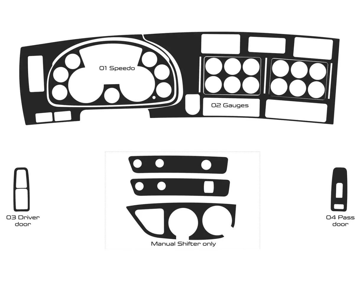 Kenworth T880 Camion - Année 2013-2021 Kit de garnitures de tableau de bord de style intérieur - 1