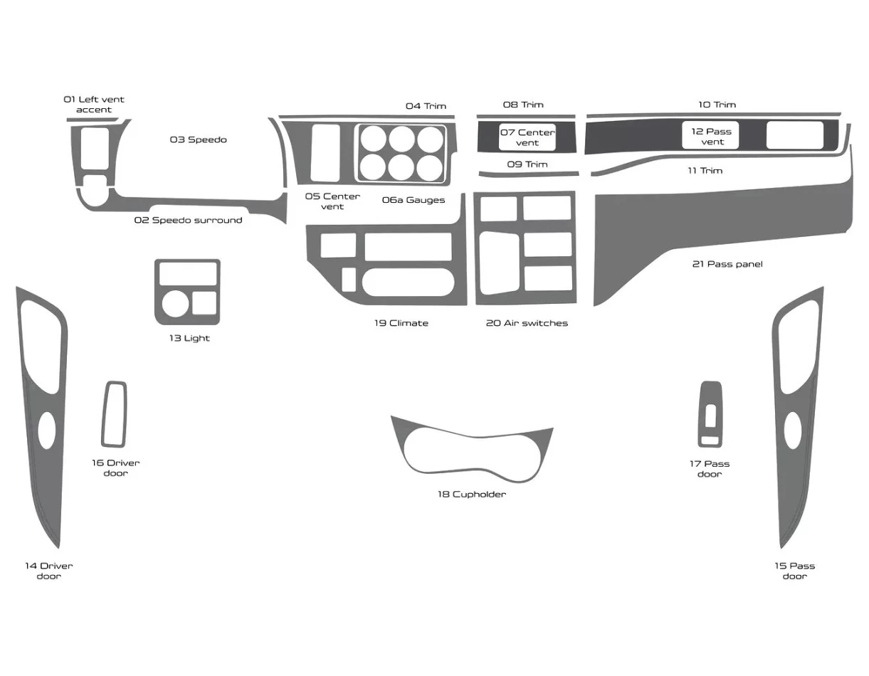 Camion Peterbilt 567 - Année 2022 Kit de garnitures pour tableau de bord intérieur style cabine complet - 1
