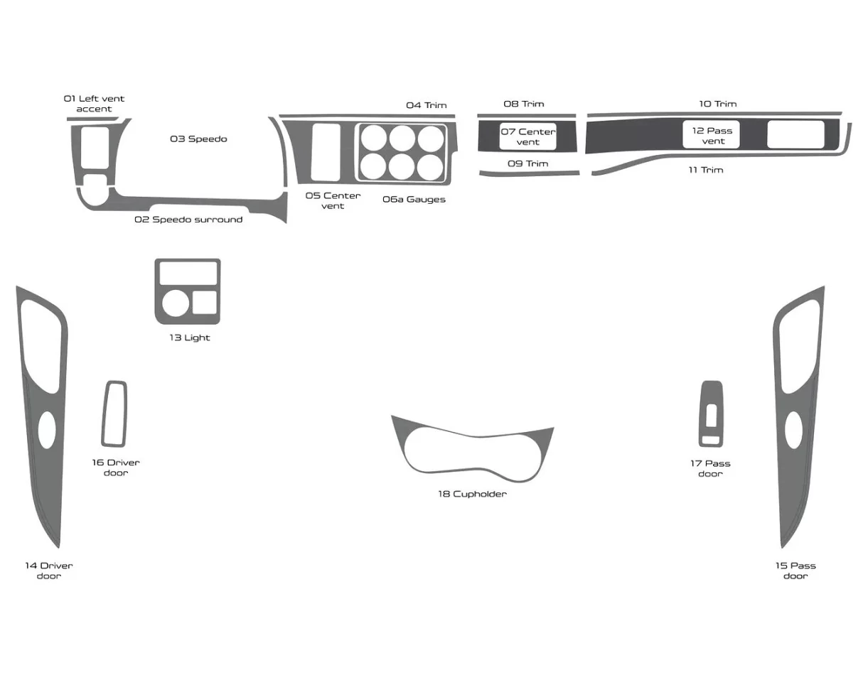 Camion Peterbilt 579 - Année 2022-2023 Kit de garniture de tableau de bord intérieur style cabine complet - 1