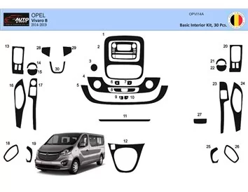 Opel Vivaro 01.2015 Inleg dashboard Interieurset aansluitend en pasgemaakt op he 30 -Teile - 1