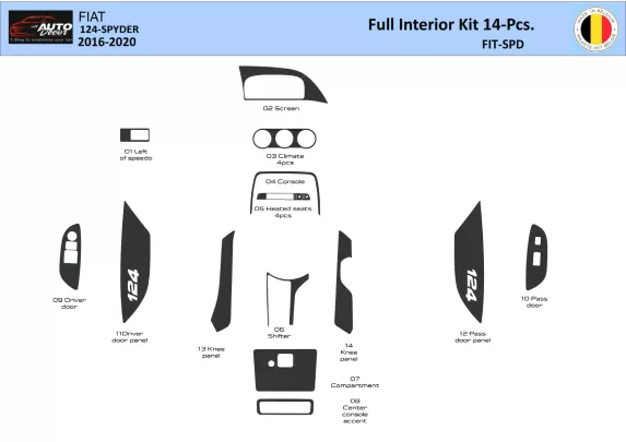 Fiat 124 Spyder 2012-2020 Interieur WHZ Dashboard trim kit 14 Delig - 1 Fiat 124 Spyder 2012-2020 Interieur WHZ Dashboard trim kit 14 Delig - 1