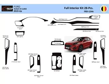 Ford Kuga III 2019-Up Intérieur WHZ Kit de garniture de tableau de bord 28 pièces - 1