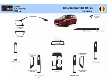Ford Kuga III 2019-Up Intérieur WHZ Kit de garniture de tableau de bord 20 pièces - 1
