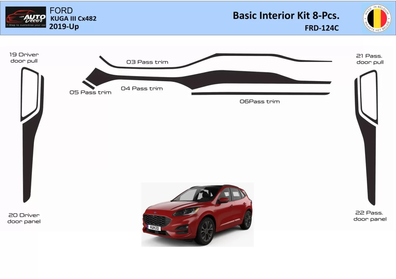 Ford Kuga III 2019-Up Intérieur WHZ Kit garniture de tableau de bord 8-Parts - 1