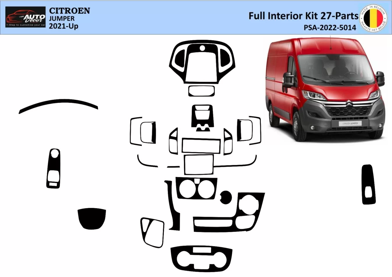 Citroen Jumper 2021 Inleg dashboard Interieurset aansluitend en pasgemaakt op he 27-Teile - 1