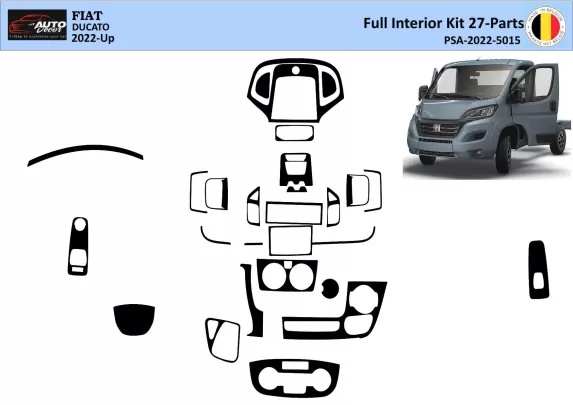 Fiat Ducato 2022 3D Interior Dashboard Trim Kit Dash Trim Dekor 27-Parts - 1 - Interior Dash Trim Kit