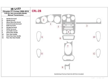 Chrysler PT Cruiser 2006-UP Volledige set, Vouwdak-cabrio, handgeschakelde versnellingsbak interieur BD dashboardafwerkingsse -
