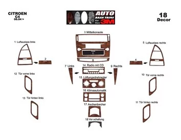 Citroen C4 06.04-09.10 3D Interior Custom Dash Trim Kit 18-Parts